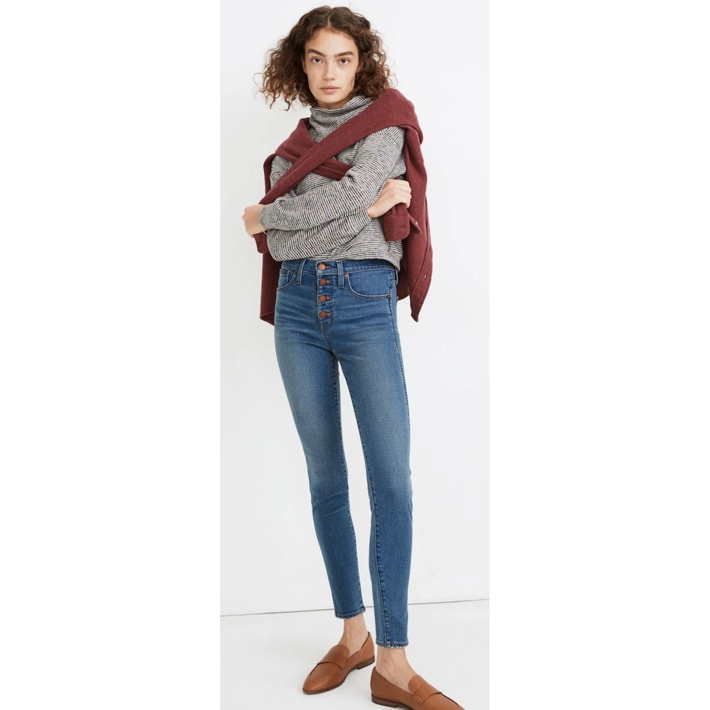 Madewell 10 High-Rise Skinny Jeans Button Fly Blue Denim 29